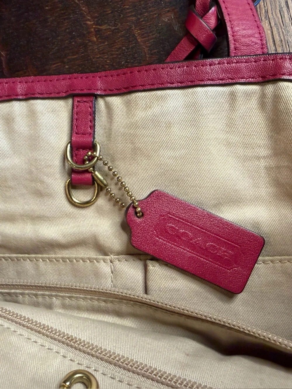 Coach Legacy Berry Pink Leather Turnlock Tassel Tote Bag GUC